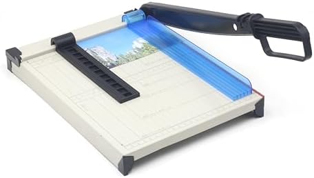 TEXALAN(R) Paper Cutter Letter Size Paper Trimmer 12” Cut Length 12 Sheet Capacity Guillotine Paper Photo Cutter with Magnet Clamp, Paper Guide, Size Guideline