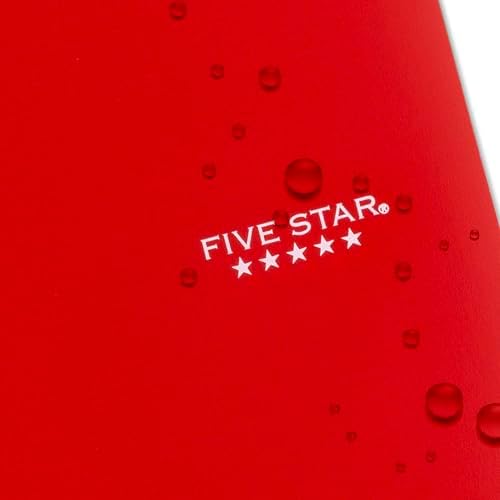 Five Star Spiral Notebook + Study App, 5 Subject, College Ruled Paper, 8-1/2" x 11", 200 Sheets, Fights Ink Bleed, Water Resistant Cover, Fire Red (72077), (Pack of 6)