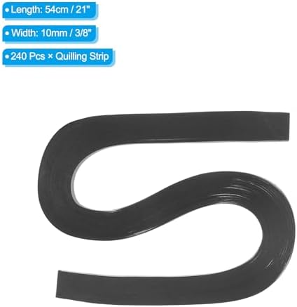 PATIKIL 240pcs Quilling Strips Paper 3/8"(10mm) 21"(54cm) Origami Paper Quilling Strip for Art DIY Hand Craft Christmas, Black