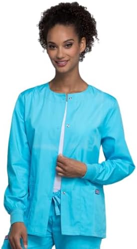 Cherokee WW Originals Scrubs Jacket for Women Snap Front 3 Pockets