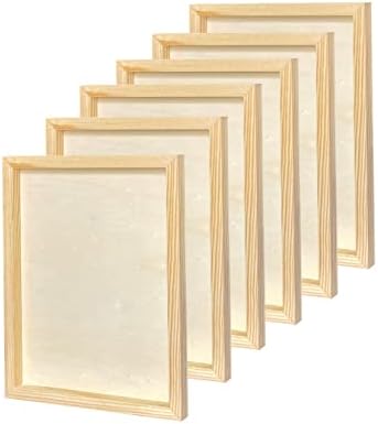 9x12 Wood Canvas for Crafts, 6-Pack Framed Wooden Panel Boards for Painting Pouring Crafts