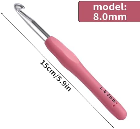 8mm Crochet Hook, Ergonomic Crochet Hook, Smooth and Extra Long  Knitting Needles, with Soft Rubber Ergonomic Handle and Aluminum Tip, Perfect Beginner and Arthritic Crochet Hooks (8 mm)