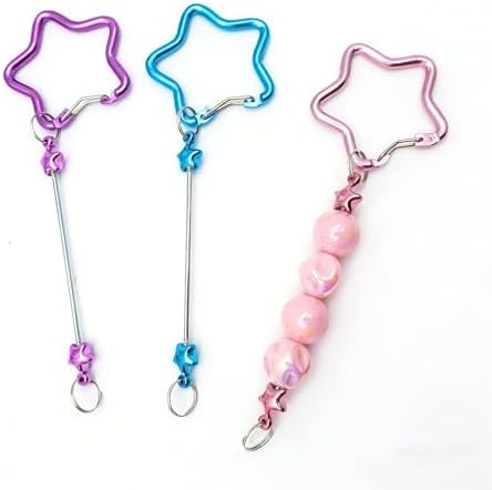 Beadable Keychain Colorful Heart/Triangle Shaped Blank Bar with Snap Hook for DIY Craft Making Kit