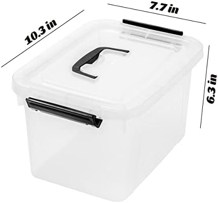 6 Quart Clear Storage Latch Box/Bins, 6-Pack Plastic Container with Latches and Lid