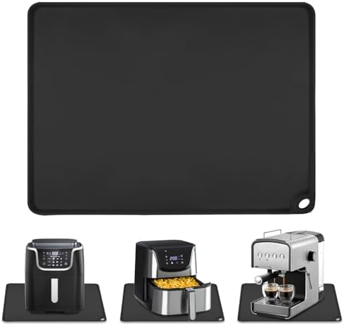 Standard Silicone Mat,Black Baking Mat-Food Grade Kids Dinner Table Placemat Non Slip Counter Mat with Raised Edges Heat Resistant Mat for Air Fryer Nonstick Pastry Dough Mat(1 Pack 23.6'' x 15.7'')