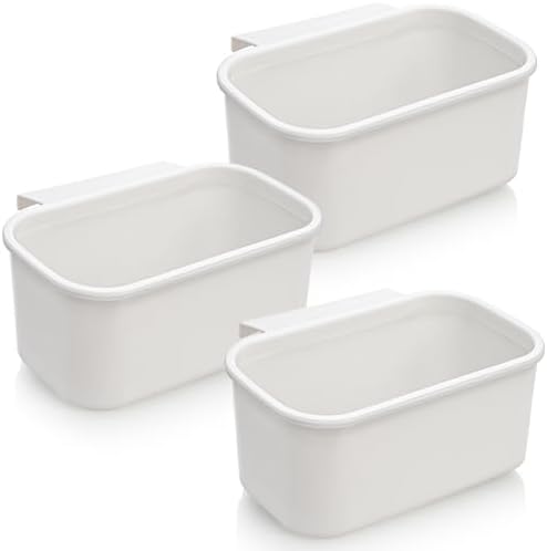 DEAYOU 3 Pack Hanging Cup Holders, Utility Rolling Cart Accessories, Hanging Storage Basket, Pencil Holder Makeup Organizers for Art Craft Supplies, Home, Kitchen, Office, White, 10.2''x5.5''x4.7''