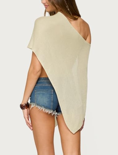 Women Knit Poncho Top Sheer Crochet Shawl Cover Up
