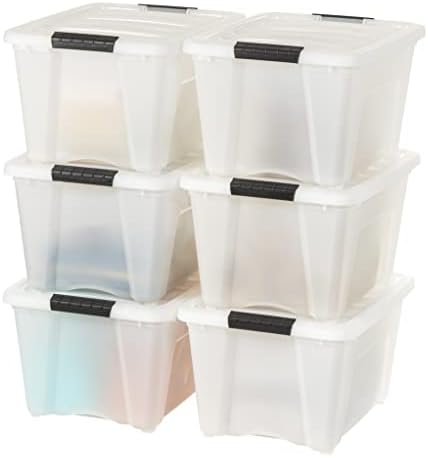 IRIS USA 6-Pack 32 Quart Storage Bins with Lids, Pearl