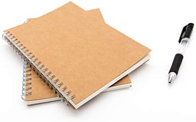 Soft Cover Spiral Notebook Journal 2-Pack, Blank Sketch Book Pad, Wirebound Memo Notepads Diary Notebook Planner with Unlined Paper, 100 Pages/ 50 Sheets, 7.5 inch x 5.1 inch (Brown)