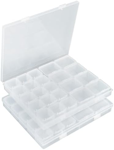 Segbeauty Bead Organizer, 23 Grid Clear Organizing Containers with Lids, 2 Packs Plastic Storage Box Craft Organizers and Storage Portable Jewelry Beading Small Parts Organizer Seed Holder Container