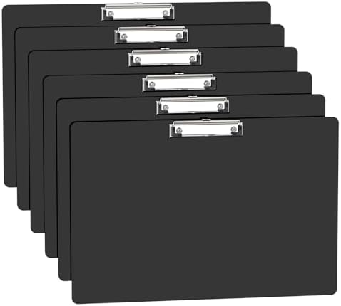Extra Large 11x17 Clipboards, Plastic Black Drawing Boards, Horizontal Clip Board, Landscape Layout. Suitable for Watercolor, Sketching, Painting. Art & Drafting Supply(Pack of 6)