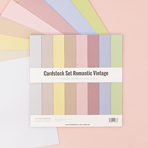 Craftelier - Cardstock Set Romantic Vintage | Pack of 24 Double Sided Cardstock for Card Making, Scrapbooking and Craft Projects | Weight 240 grams | Size 30,48 cm x 30,48 cm (12" x 12")