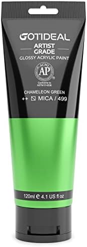 GOTIDEAL Iridescent Acrylic Paint Chameleon Green Tubes(120ml, 4.1 oz) | Non Toxic, Non Fading, Rich Pigments,for Painters, Adults & Kids,Ideal for Canvas Wood Clay Fabric Ceramic Craft Supplies
