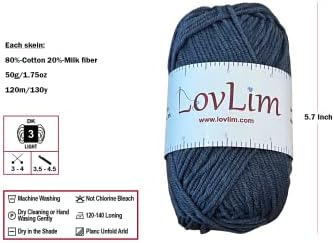 Yarn Pack, 2 skeins of 50g Each, Soft Cotton Yarn for Crochet and Knitting, Craft DK Amigurumi Yarn (Blue Spruce)