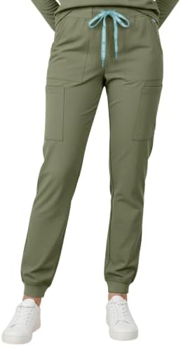 Med Couture Luma Jogger Scrub Pants for Women with Rib Knit Waistband