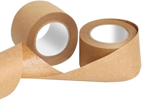 2 Pack Brown Packing Tape,Water Activated Tape Brown Paper Tape for Shipping, Storage, Crafts(48 mm x 59 Yard)