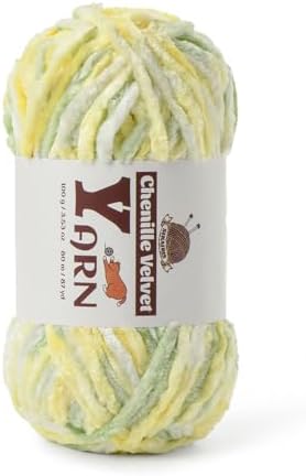 Chenille Crochet Greenish Yellow Yarn 1 Pack