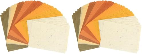A5 50 Sheets Natural Fiber Mulberry Tree,Banan Bark Mulberry paper Sheets Square Origami, Arts Folding Craft, Decoration, Paper for DIY Crafts. 8.3" x 5.8" (Brown Tone, A5) (Pack of 2)