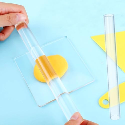 Yayatty 5 PCS Acrylic Clay Roller, Polymer Clay Tools, Plastic Clear Round Tube Roller for DIY Handmade Crafts, Art Supplies