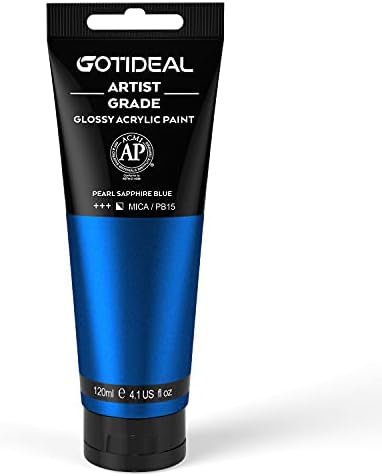 GOTIDEAL Metallic Acrylic Paint Pearl Sapphire Blue Tubes(120ml, 4.1 oz) | Royal Blue Acrylic Paint, Non Toxic Rich Pigments, for Painters, Adults & Kids, for Canvas Wood Clay Ceramic Craft Supplies