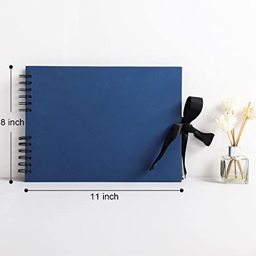 Vienrose Scrapbook Album 80 Pages, DIY Photo Album with Accessories, Navy blue Kraft Paper Memory Book for Wedding, Birthday, Travel, Christmas, Mother’s Day, 11x8 Inches | Kraft Paper, Diy Photo Album With Accessories, Memory Book, Wedding Birthday Tr...