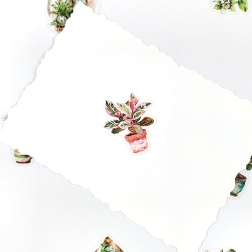 Ychsring Green Plant Stickers - 50 Pcs Clear PET Nature Botanical Floral Stickers for Scrapbook, Journal, Junk Journal, Collage - Waterproof Transparent for Resin, Craft & Scrapbook Supplies