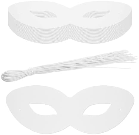 Prasacco 20 Pack White Paper Eye Masks Blank Plain Masquerade Mask