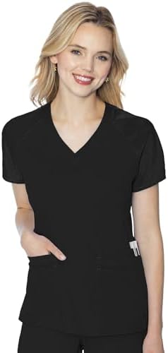 Med Couture Touch Scrub Top for Women Raglan Sleeve 6 Pockets Modern Fit