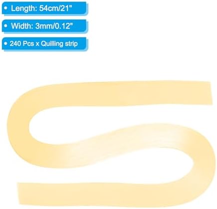 PATIKIL 240pcs Quilling Strips Paper 1/8"(3mm) 21"(54cm) Origami Paper Quilling Strip for Art DIY Hand Craft Christmas, Apricot
