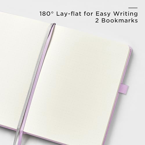 &And Per Se Dotted Notebook with Pen, A5 Hardcover Dotted Journal, 160 Pages 100GSM Thick Paper Dot Grid Journal with Fineliner Pen (Purple)