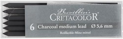 Cretacolor Charcoal Lead, Charcoal Lead Medium Box of 6