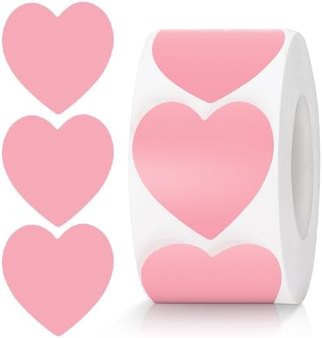Anwyll Heart Stickers - 500Pcs 1Inch Valentines Day Heart Stickers Pink Heart Shape Sticker for Reward Classroom Self Adhesive Love Incentive Sticker for Envelope Seal Card Birthday Wedding Favors
