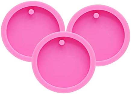 3pc Dog Tag 3in Circle with Hole Blank Circle Resin Crafting Silicone Mold Resin Art DIY with 10PC Key Ring(DY0080+DY0080+DY0080)