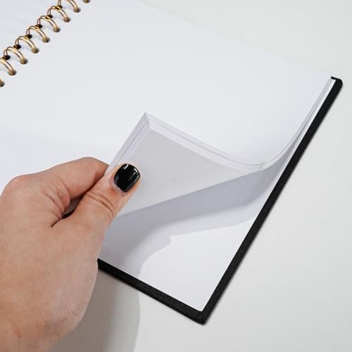 Vienrose 8x8 Inch Scrapbook DIY Small Hardcover Kraft White Pages Scrapbook Photo Album Linen Cover Scrap Book Photo Albums Scrapbooking Supplies Kit for Couple Family Wedding Travel Black