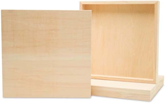 Square Wood Canvas 10 x 10 x 1-1/2 inch, Pack of 8 Unfinished Wood Frames, Blank Wooden Signs for Crafts & Home Decor, by Woodpeckers