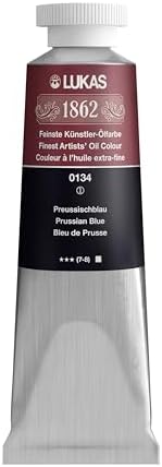 Lukas 1862 Professional German Oil Paint, Prussian Blue 37 mL - w/Beeswax & Non-Yellowing Sunflower Oil, Short Drying Time, Smooth, Outstanding Lightfastness