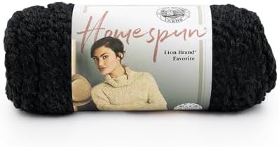 Lion Brand Yarn Homespun Yarn, Soft Bulky Yarn for Knitting, Crocheting, and Crafting, 1 pack, Black