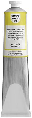 Lukas Studio Artist Oil Color Paints - High-pigment oil paint made with natural binder for artist, painting, & more! - [Lemon Yellow (Primary) - 200 mL]