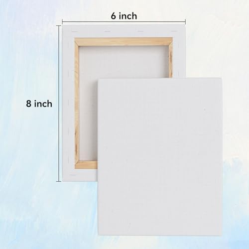 Stretched Canvases for Painting, 6x8 Inch Painting Supplies for Artists, Blank Canvas Pack, 4-Pack for Acrylic, Oil and Gouache Paints