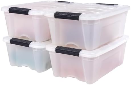 IRIS USA 4-Pack 13 Quart Storage Bins with Lids, Pearl
