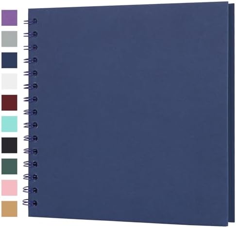 Scrapbook Album 8x8 Inches 40 Pages Hardcover Kraft Paper Blue