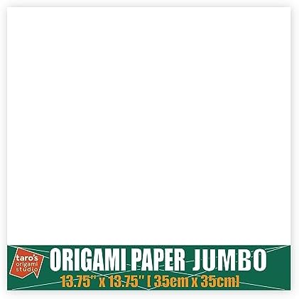 [Taro's Origami Studio] Jumbo 13.75 Inch / 35cm One Sided Single Color (White) 25 Sheets (All Same Color) Square Easy Fold Premium Japanese Paper (Made in Japan)