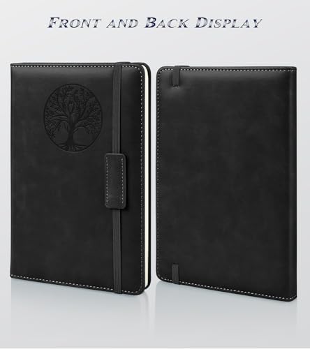 Biuwory Dotted Journal Notebook, 140 Dot Grid Pages, Medium 5.7"×8.3" | A5 Hardcover Vintage Leather Journal for Women Men, Dot Grid Paper Notebook for Work School Travel, Bullet Journaling Writing