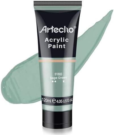 Artecho Sage Green Acrylic Paint 120ml /4.05oz Tube | Semi Glossy Finish, High Pigment Rich Color Craft Paint for Canvas, Rocks, Wood, Fabric, Ceramic, Non-Toxic