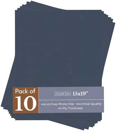 Navy Blue 15x19 Uncut Premium Mat Board - No Opening - 10 Mats