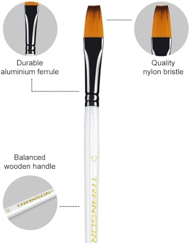 Transon 14pcs Art Painting Brush Set for Acrylic, Watercolor, Gouache, Oil and Hobby Painting White Color
