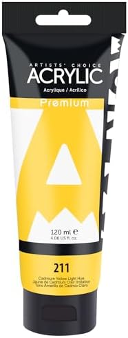 AUREUO Cadmium Yellow Light Hue Acrylic Paint, 4 Fl Oz / 120ml Single Tube, Rich Pigment Art Craft Paints for Canvas, Rocks, Wood, Ceramic, Fabric - Art Supplies for Beginners, Professionals, Artists