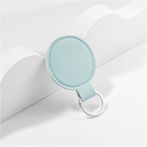 10PCS PU Leather Keychain Blanks Light Green Double Side Leather Keychain Kits with Key Rings Round Key Fob Holder Bulk for DIY Craft Present Making Birthday Gift