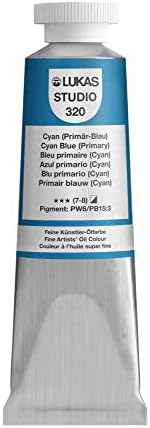 Lukas Studio Artist Oil Color Paints - High-pigment oil paint made with natural binder for artist, painting, & more! - [Cyan Blue (Primary) - 37 mL]