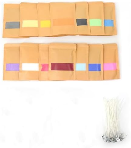 PHYMAT 14 Color Sand Candles with 100pcs Wicks,1.5LB Pearled Candle,Bead Powder Plant Candle Sand Wax Set for Handmade Candle Making, Wedding and Party Decor